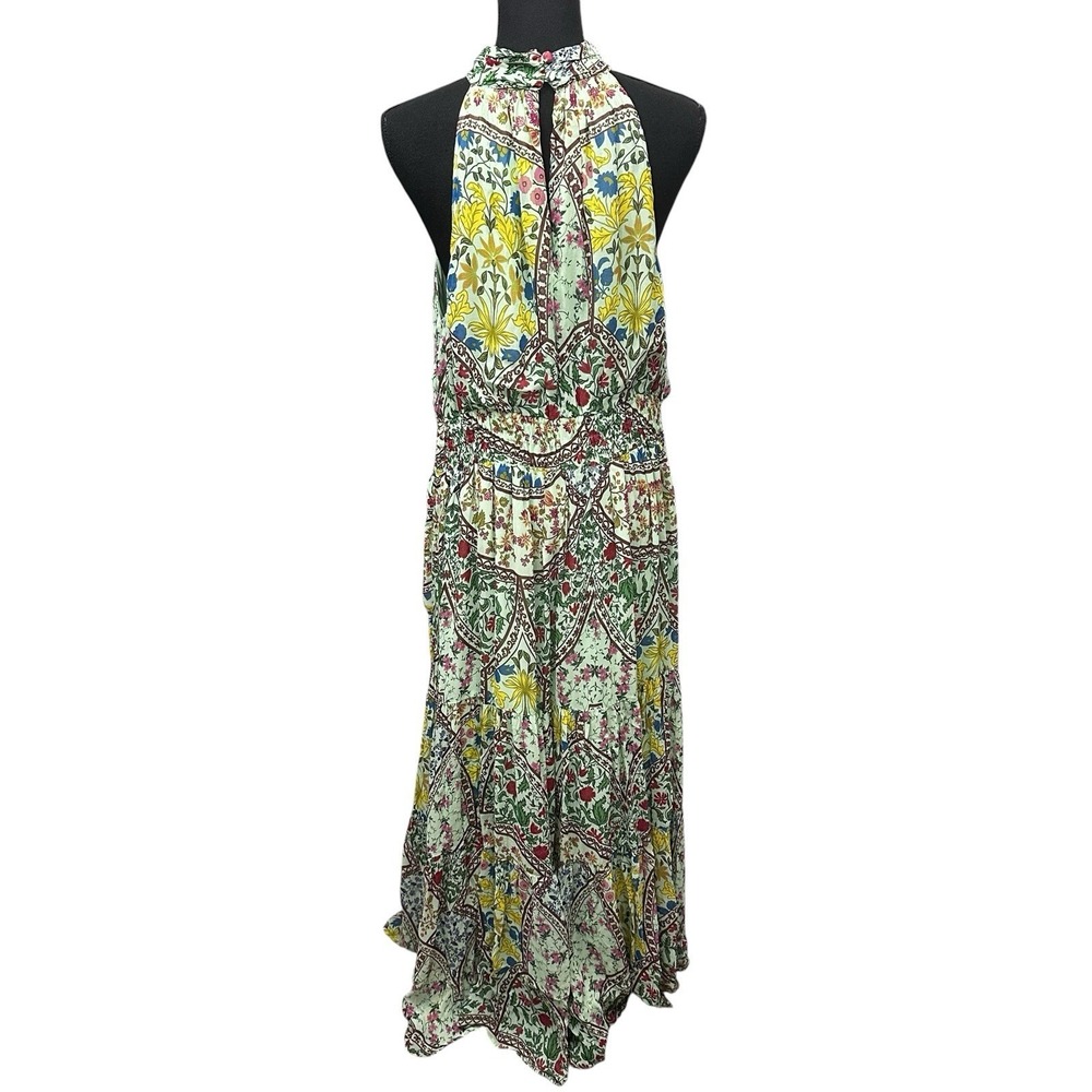 Anthropologie The Somerset Halter Maxi Dress Size XL Green Floral Smocked Tiered - Picture 5 of 14